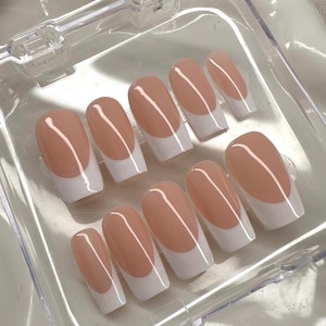 Classy and Elegant Simple White French Tip Press On Nails, Short, Medium, Long Nails