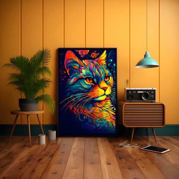 Cat Hippie Psychedelic Floor Mat
