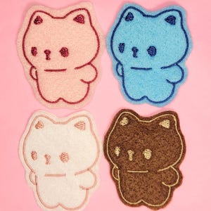 Cat Lovers Iron-On Embroidery Patches - Pick Your Color - Clothing and Bag Accessories - Kawaii Charm - Clothing Customization