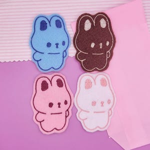 Bunny Iron-On Embroidery Patches - Choose Your Bunny Hue - Handmade Rabbit Decoration - Fashion Accessory - Bag and Clothing Customization