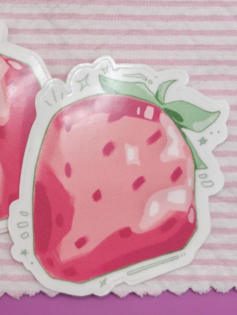 Strawberry Aesthetic Sticker Fruit Vinyl Decal Red Berry Laptop Water ...