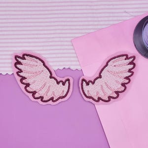 Pink Angel Wings Iron-On Patch: Pastel Kawaii Embellishment
