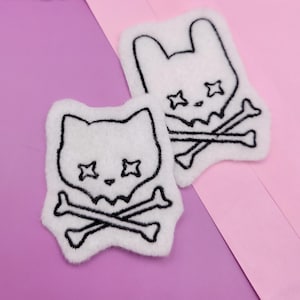 Skull Bunny & Cat Iron-On Patch Set: Gothic Grunge Accessory