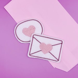 Expressive Heart Emote & Love Letter Iron-On Patch Set - Wear Your Heartfelt Style - Kawaii Romantic Art - Customize and Accessorize