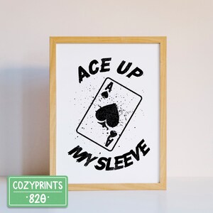 Ace of Spades Playing Card Wall Art Prints | Printable Ace Up My Sleeve Minimalist Poster | Trendy Retro Wall Art Black and White Home Decor