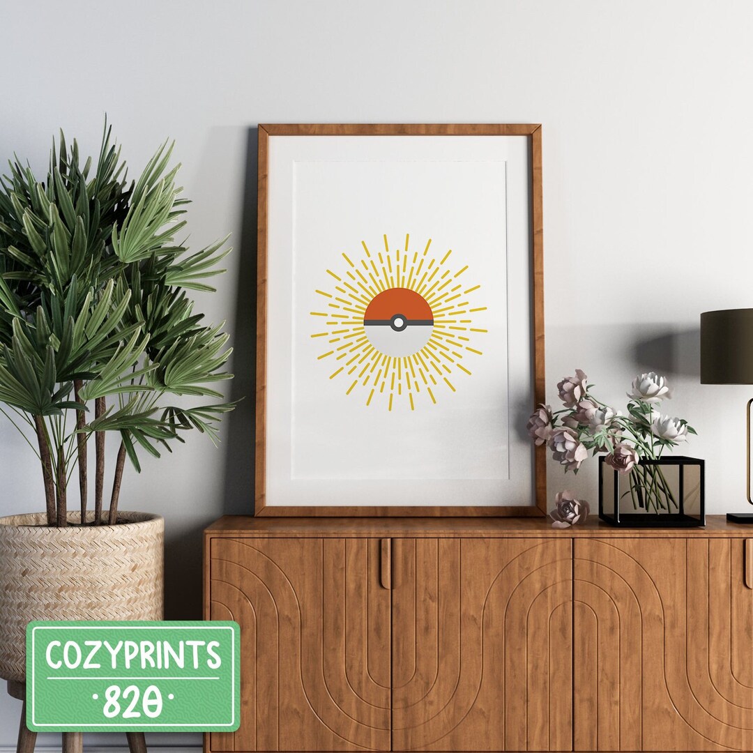 Pokeball Wall Art Pokemon Printable Poke Ball Poster Minimalist Wall