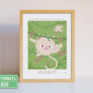 Mankey Wall Art | Gaming Poster Gaming Decor | Gamer Room | Fighting Type | Gamer Wall Art | Wall Decor | Wall Art for Game Room | Unframed