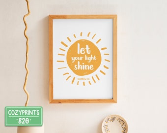 Let Your Light Shine Printable | Christian Nursery Decor | Printable ...