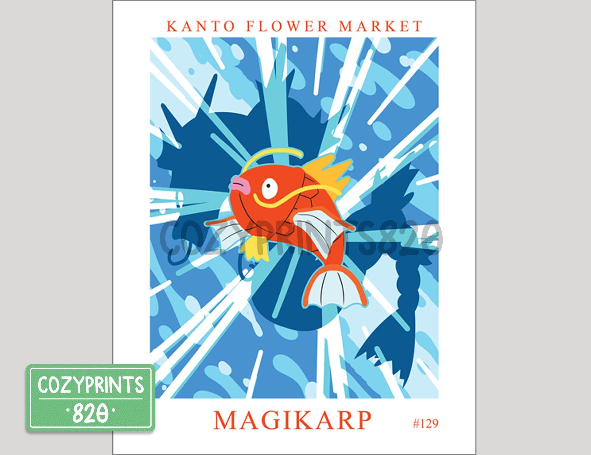 Magikarp Wall Art | Gaming Poster | Gamer Room Decor | Fish Water ...