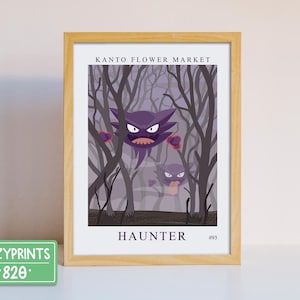Flower Market Haunter Wall Art | Gaming Poster | Gaming Decor | Gamer Gifts | Ghost Dark | Nerd Wall Art Print | Home Decor | Unframed
