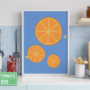 Impresión de arte de cocina / Arte de pared de frutas de cocina imprimible / Decoración de frutas minimalista simple / Impresión de frutas de naranja / Arte de pared de naranja