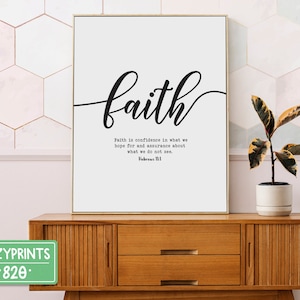 Hebrews 11 1 Bible Verse Wall Art Minimalist | Printable Bible Verse Wall Art | Bible Scripture Poster | Christian Gift Decor | Faith
