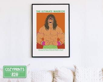 Warrior | Wrestling Poster | Wrestling Fan | Wrestling Gift Ideas | Wrestling Present | Wrestling Wall Art Home Decor | Framed
