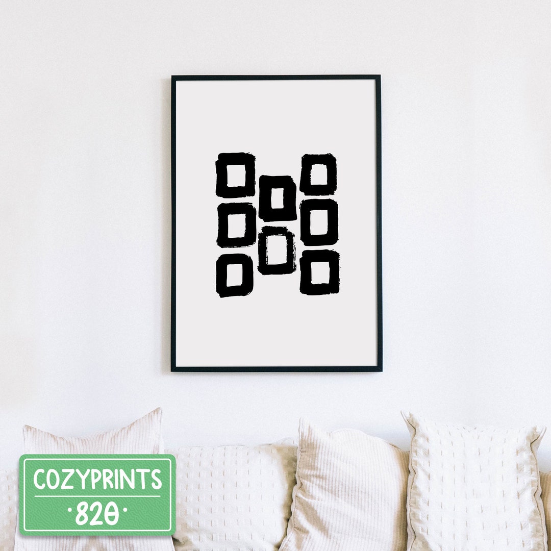 Black and White Wall Art Print | Printable Modern Minimalist Square ...