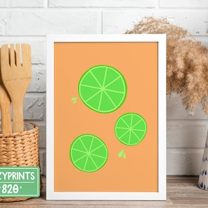 Lime Fruit Art Print | Printable Kitchen Fruit Green Wall Art | Simple Minimalist Fruit Decor | Kitchen Wall Art Decor | Fruit Print