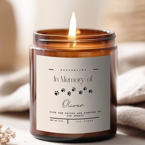 Custom Pet Memorial Candle, Pet Remembrance Gift, Your Pets Name, Pet Sympathy, Memorial Candle, Loss of Dog, Dog Remembrance, Memorial Pet