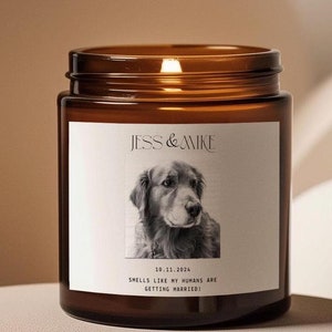 Personalized Dog Parents Getting Married Soy Wax Candle, Custom Pet Photo Engagement Gift, She Said Yes Present, Dog Mom And Dad Bridal Gift