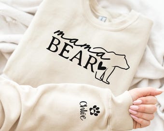 Custom Mama Sweatshirt, Mama Bear Sweatshirt, Personalized Kids Names Sweatshirt Gift for Her