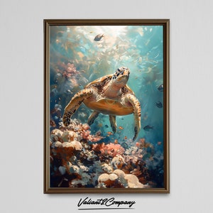 Sea Turtle Art Print | Antique Print | Vintage Country Wall Art | Digital Download | Printable Wall Art | Farmhouse Art Print