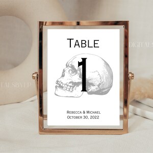 Skull Table Numbers, Wedding Table Numbers, 5x7 and 4x6 Editable and Printable