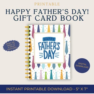Father's Day Gift Card Book, Printable only, Digital Gift Card Book, Digital gift card book, Dad Gift Card Book, Gift for Dad, Print ASAP