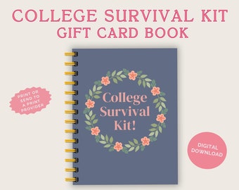 College Drop Off Gift! College Survival Kit Gift Card Book:  DIY Printable Gift Card Book. College gift, Print ASAP! Buy a custom cover!
