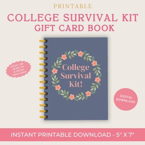 College Drop Off Gift! College Survival Kit Gift Card Book:  DIY Printable Gift Card Book. College gift, Print ASAP! Buy a custom cover!