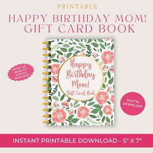 Happy Birthday Mom Gift Card Book, Printable only, Digital Gift Card Book, Mama Gift, Gift for Mom, Personalized Mom Gift, Print ASAP