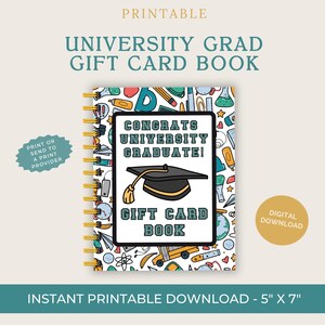 University Graduation Gift! Graduation Gift Card Book. This Digital & Printable gift is a unique gift they will love! Print ASAP!