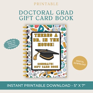 Doctoral Graduation Gift! PhD Graduation Gift Card Book. This Digital & Printable PhD gift is a unique gift they will love! Print ASAP!