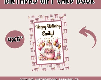 Birthday Gift Card Book, Editable Use When, Girl Gift Card Holder, Milestone Birthday Gifts, Digital, Edit in Canva & Print, album book 4x6"