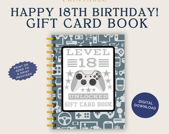 18th Birthday Gift Card Book, Printable and Digital, gift card book, Boy Gift Card Book, Gift for 18th Birthday for him, Buy & Print ASAP!