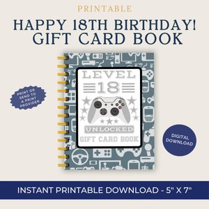 18th Birthday Gift Card Book, Printable and Digital, gift card book, Boy Gift Card Book, Gift for 18th Birthday for him, Buy & Print ASAP!