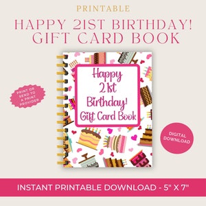 21st Birthday Gift Card Book, Printable only, Digital Gift Card Book, gift card book, Girl Gift Card Book, 21st birthday gift