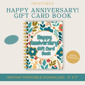 Anniversary Digital Gift Card Book, Perfect Anniversary Gift for him/her! DIY Printable Anniversary Gift, Customize & Print Now! Print ASAP!