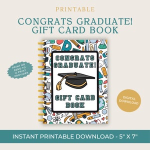 Unique Graduation Gift! Graduation Gift Card Book. This Digital & Printable gift is a unique gift they will love! Print ASAP! Congrats Grad!
