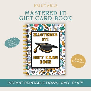 Master's Degree Graduation Gift! Graduation Gift Card Book. This Digital & Printable gift is a unique gift they will love! Print ASAP!