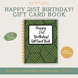 21st Birthday Gift Card Book, Printable only, Digital Gift Card Book, gift card book, Boy Gift Card Book, Gift for 21st Birthday, Print ASAP