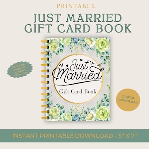 Just Married Digital Gift Card Book - Perfect Wedding Gift for Newlyweds! A Unique Present for Bride and Groom, DIY Printable Wedding Gift