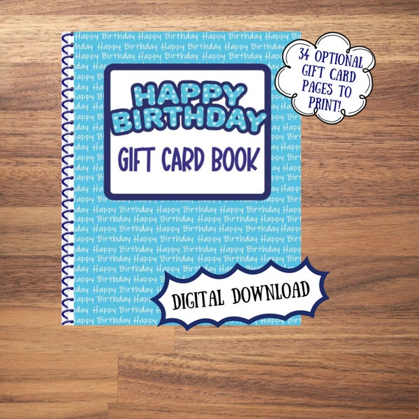 Birthday Gift Card Book, Printable only, Digital Gift Card Book, Boy Gift Card Book, Gift for Teenage Boy, Digital Gift Card Booklet for boy