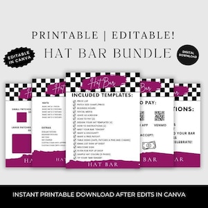 Hat Bar Templates, Hat Bar Hat Template, Edit in Canva, Scan to Pay, Price List, Hat Bar Instructions, Pop Up, Print 20+ personalized pages!