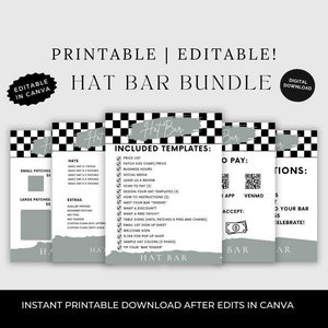 Hat Bar Templates, Hat Bar Hat Template, Edit in Canva, Scan to Pay, Price List, Hat Bar Instructions, Pop Up, Print 20+ personalized pages!