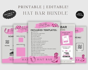 Trucker Hat Bar Editable Templates. Perfect for that Trucker Hat Pop Up Shop. Customize in Canva and print up to 20 pages! Western Cowgirl