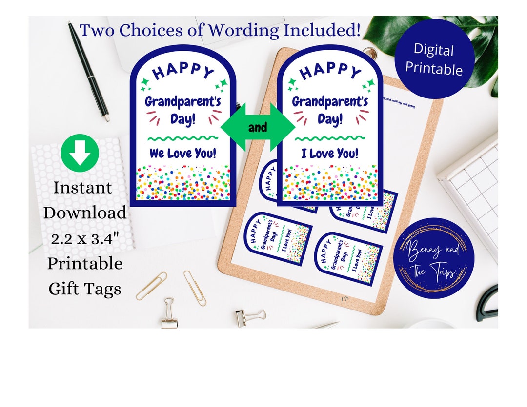 Happy Grandparent's Day Printable Gift Tags - Etsy