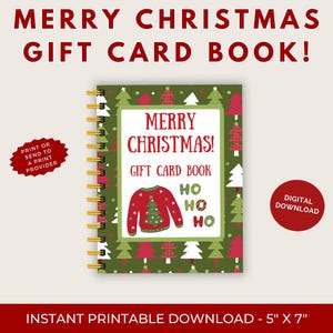 Weihnachtsgeschenkkartenbuch, Printable only, Druckbares Geschenkkartenbuch, Merry Christmas Geschenkkartenbuch, Print on Cardstock oder einen Druckanbieter.
