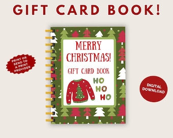 Christmas Gift Card Book, Printable only, Gift Card Printable Book, Merry Christmas gift card book, Print on Cardstock or a print provider.