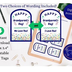 Happy Grandparent's Day Printable Gift Tags - Etsy