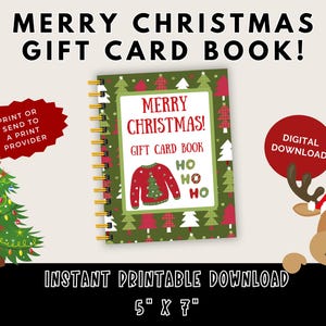 Gift Card Holder for Christmas, Print ASAP, Gift Card Printable Book, Merry Christmas giftcard holder, Christmas gift card book download