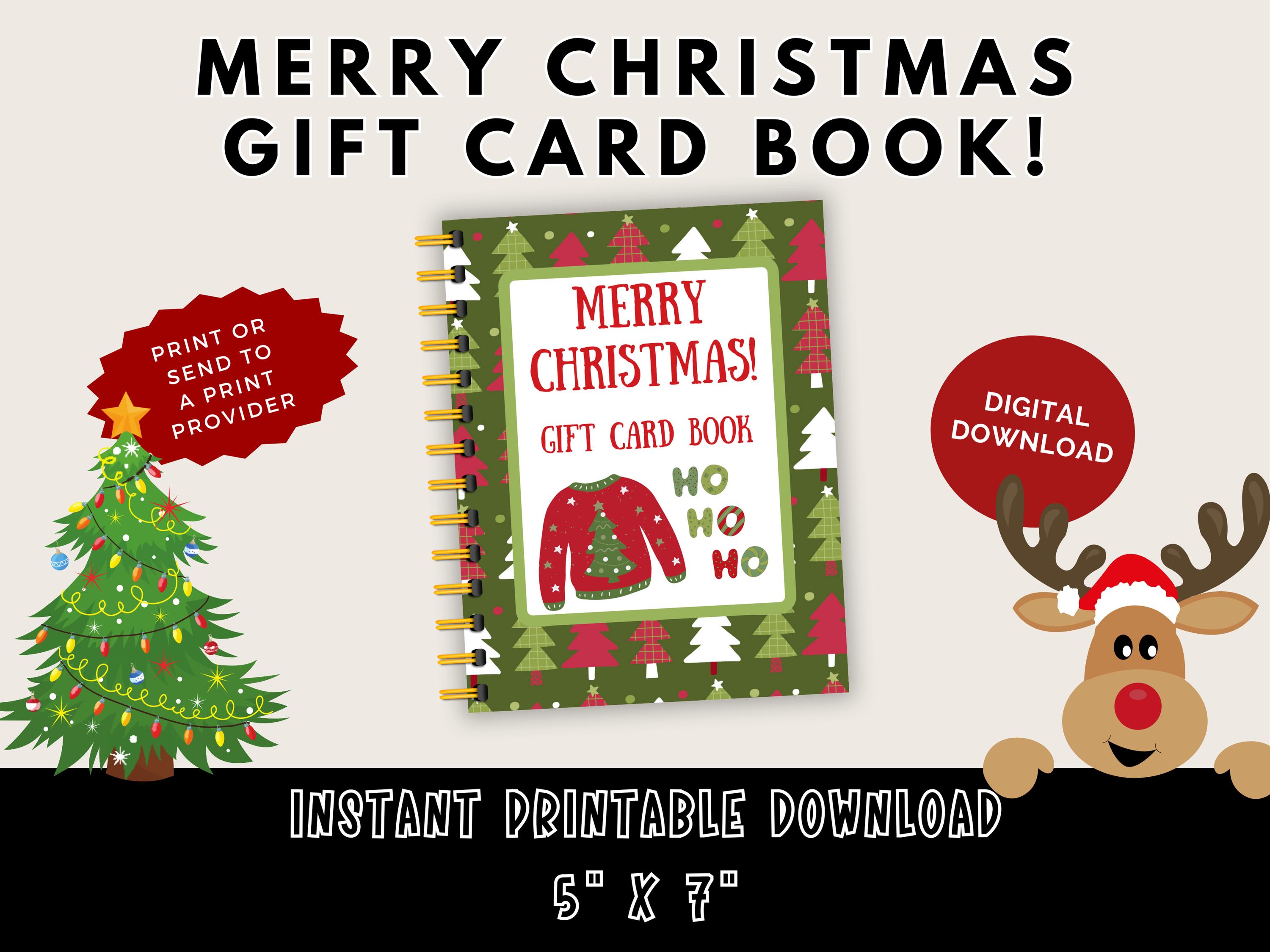 Gift Card Holder for Christmas, Print ASAP, Gift Card Printable Book, Merry Christmas giftcard holder, Christmas gift card book download