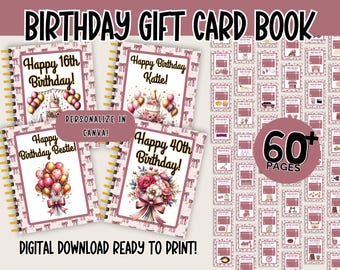 Birthday Gift Card Book, Editable Use When, Birthday Gift Card Holder, Milestone Birthday Gifts, Customize in Canva or Instant Download ASAP